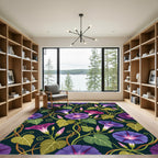 Purple Morning Glory Vine Art Nouveau Rug