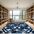 Indigo Clover Interlocking Geometric Lattice Rug
