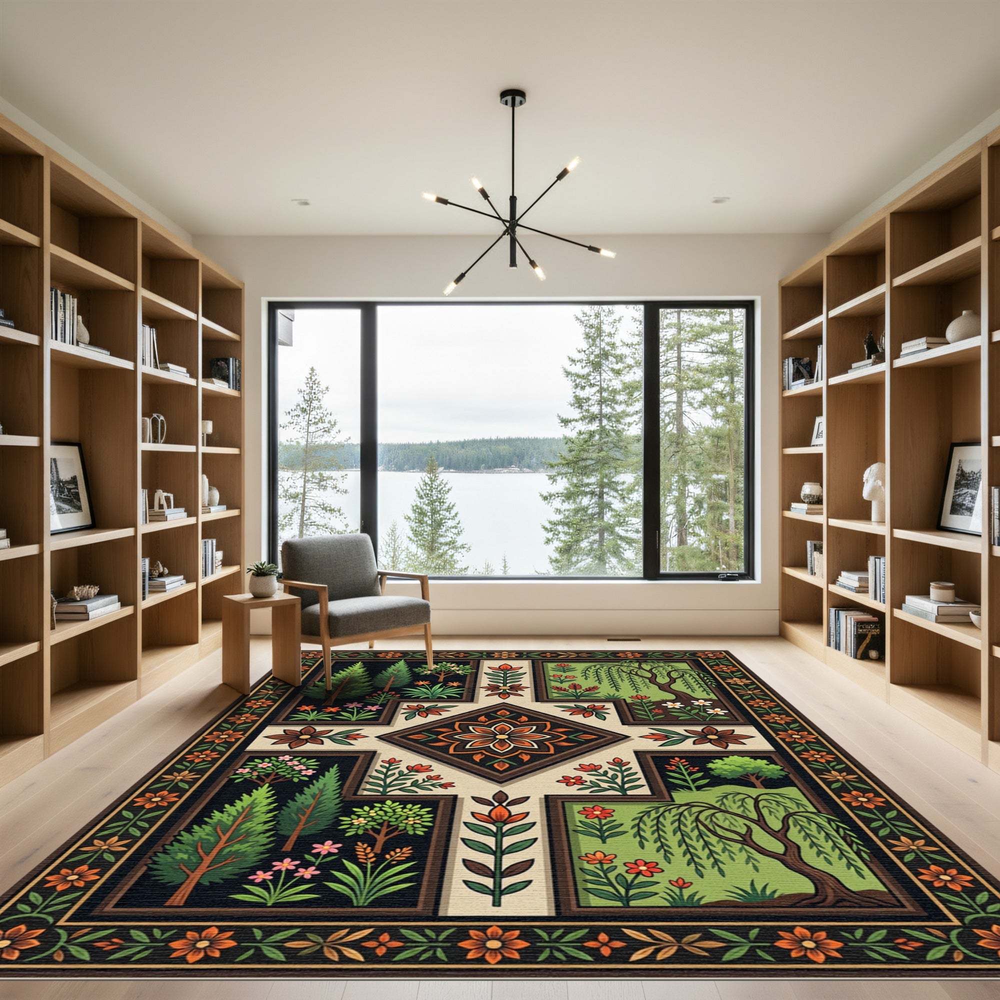 Botanical Garden Medallion Earthy Forest Rug