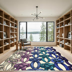 Graceful Gradient Ribbon Knot Floral Rug