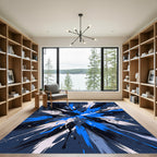 Cobalt Splash Explosion Abstract Rug