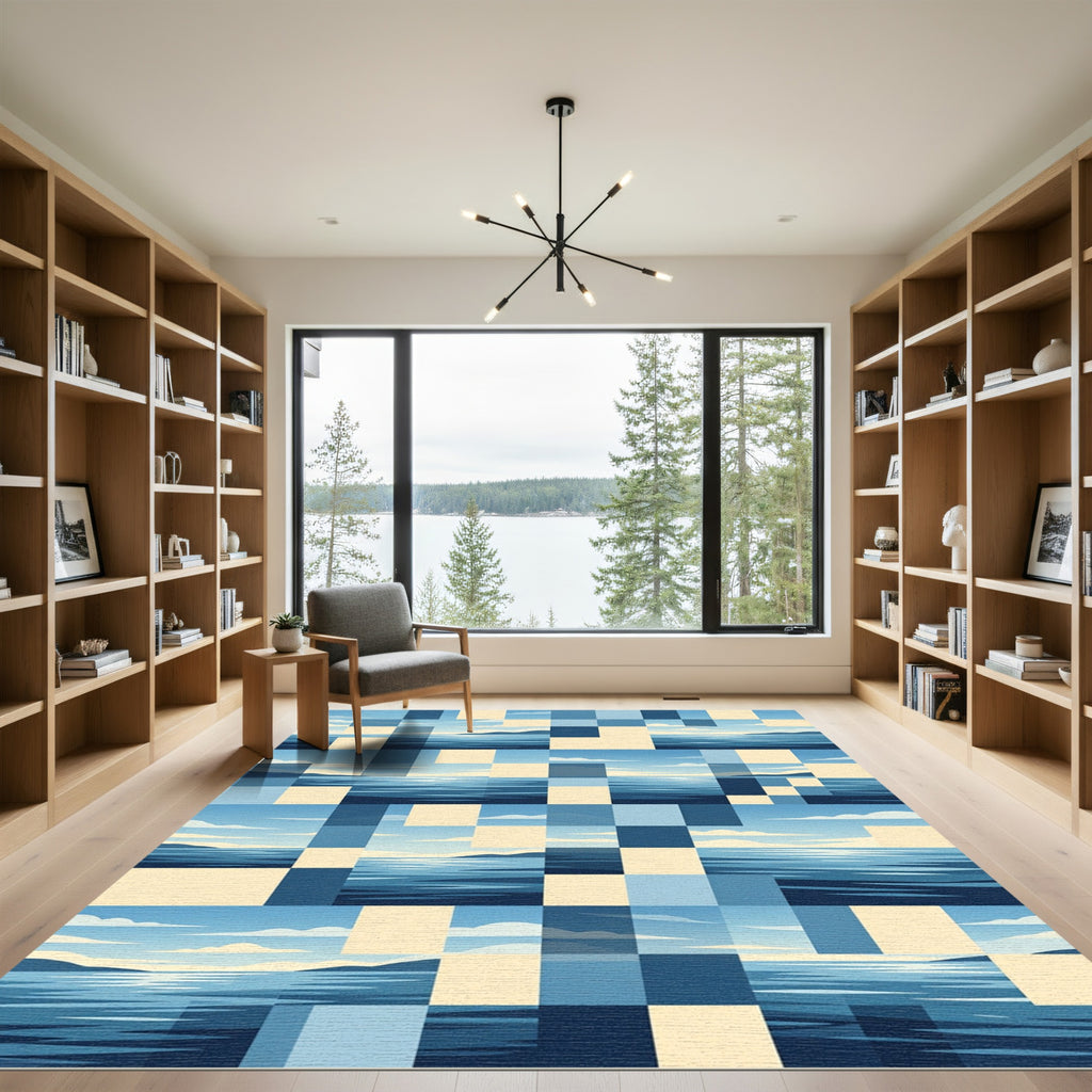 Blue Waters Geometric Landscape Blend Rug