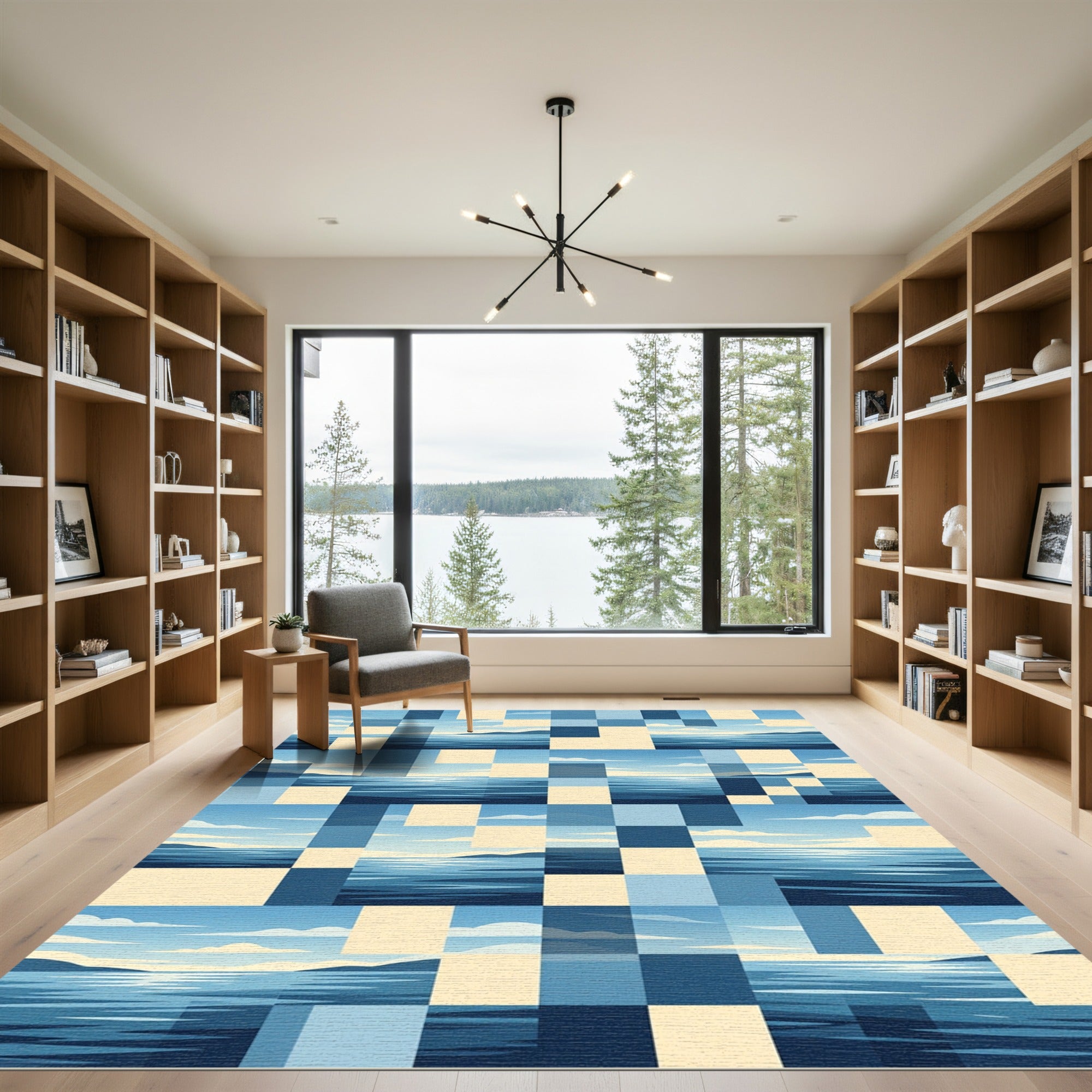 Blue Waters Geometric Landscape Blend Rug