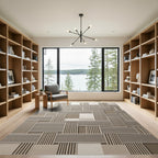 Modern Neutral Linear Geometric Textured Rug