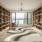 Neutral Earth Tones Swirl Abstract Rug