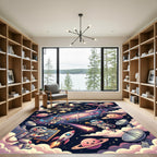 Whimsical Cosmic Space Mouse Planet Rug