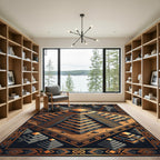 Golden Aztec Pyramid Isometric Geometric Rug