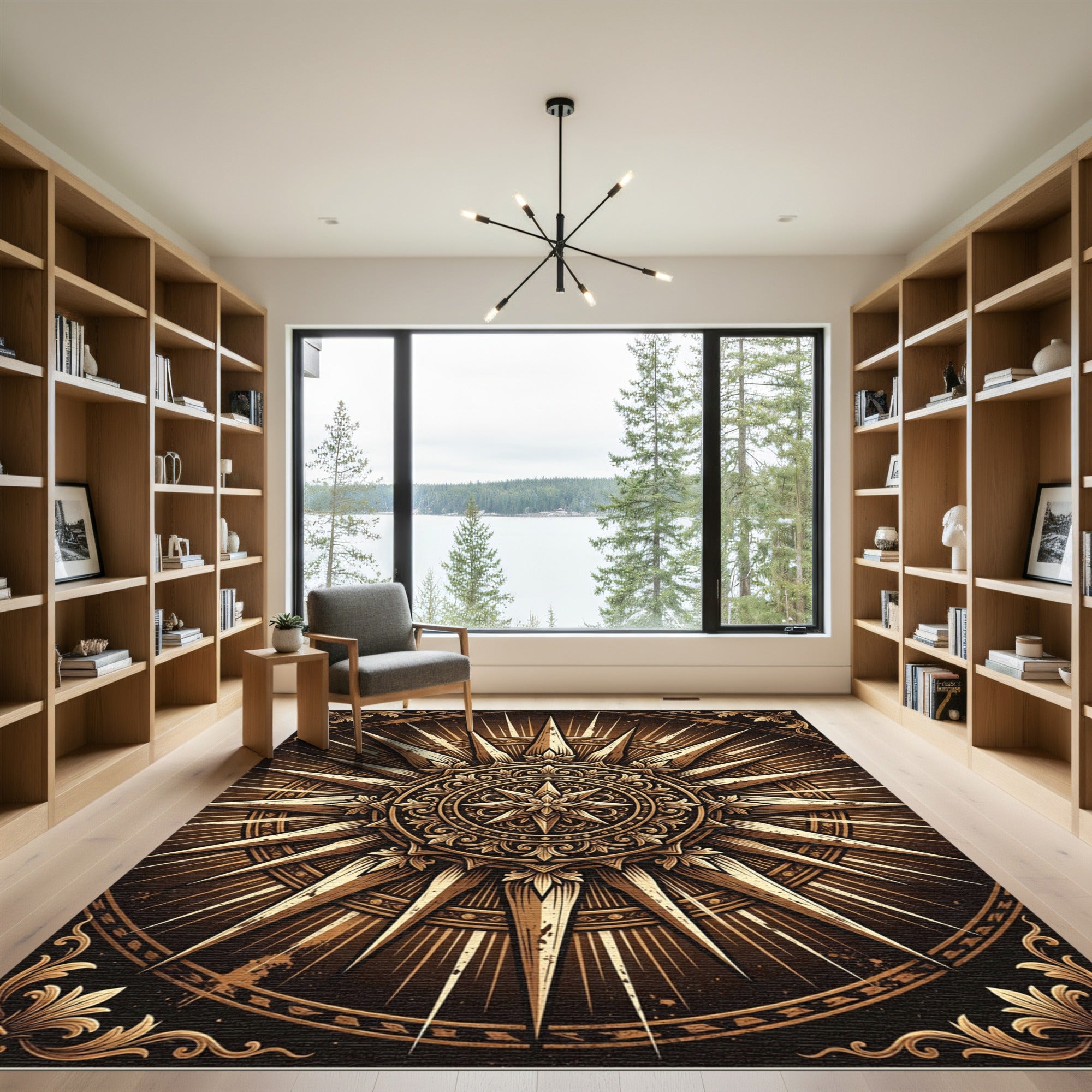 Gilded Bronze Radiant Sunburst Medallion Rug