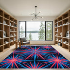 Vibrant Neon Starburst Geometric Art Rug