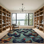 Rustic Farmhouse Rooster Chicken Art Rug
