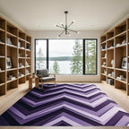 Modern Violet Chevron Layered Zigzag Rug