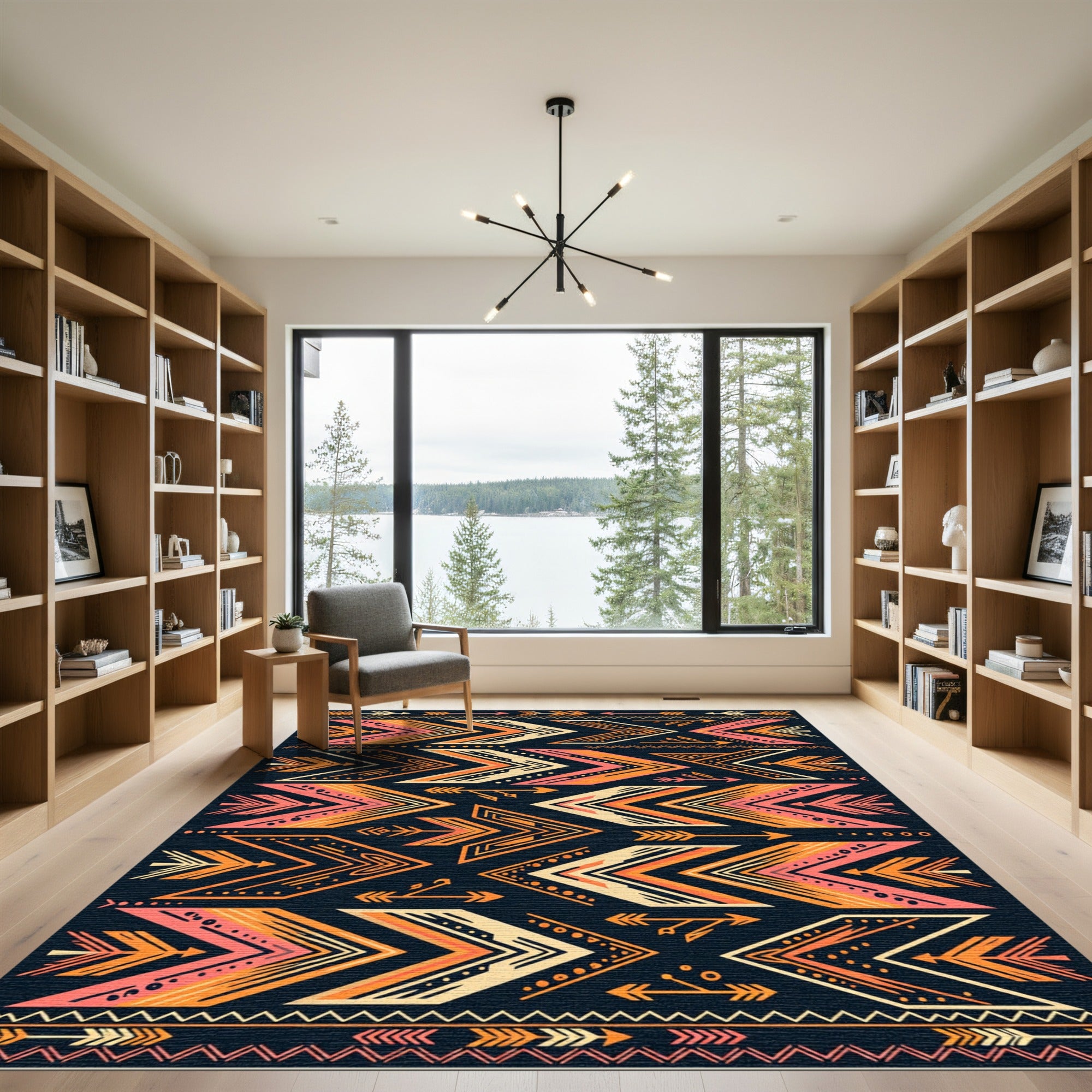 Vibrant Geometric Arrow Tribal Rug