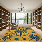 Celestial Golden Starry Constellation Art Rug