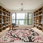 Blossoming Pink White Cherry Tree Branches Rug