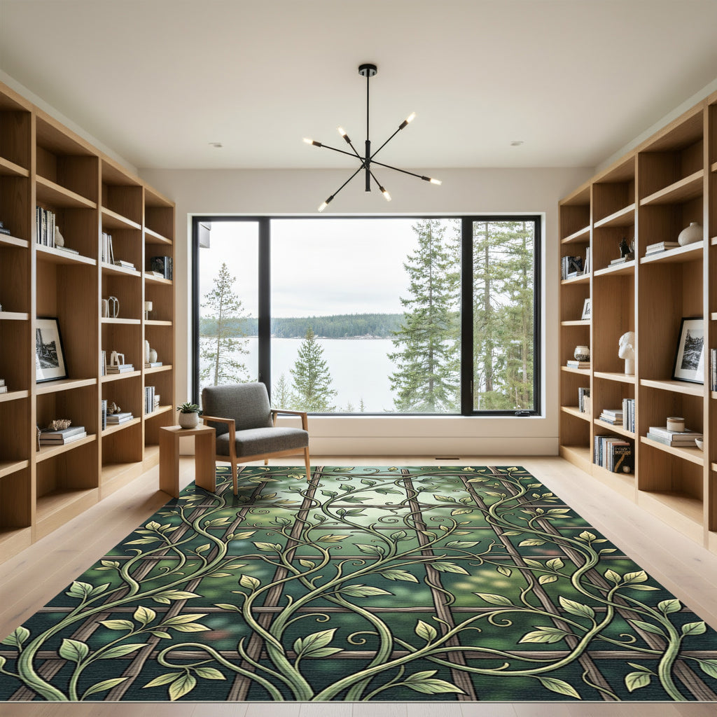 Verdant Botanical Trellis Climbing Vine Rug