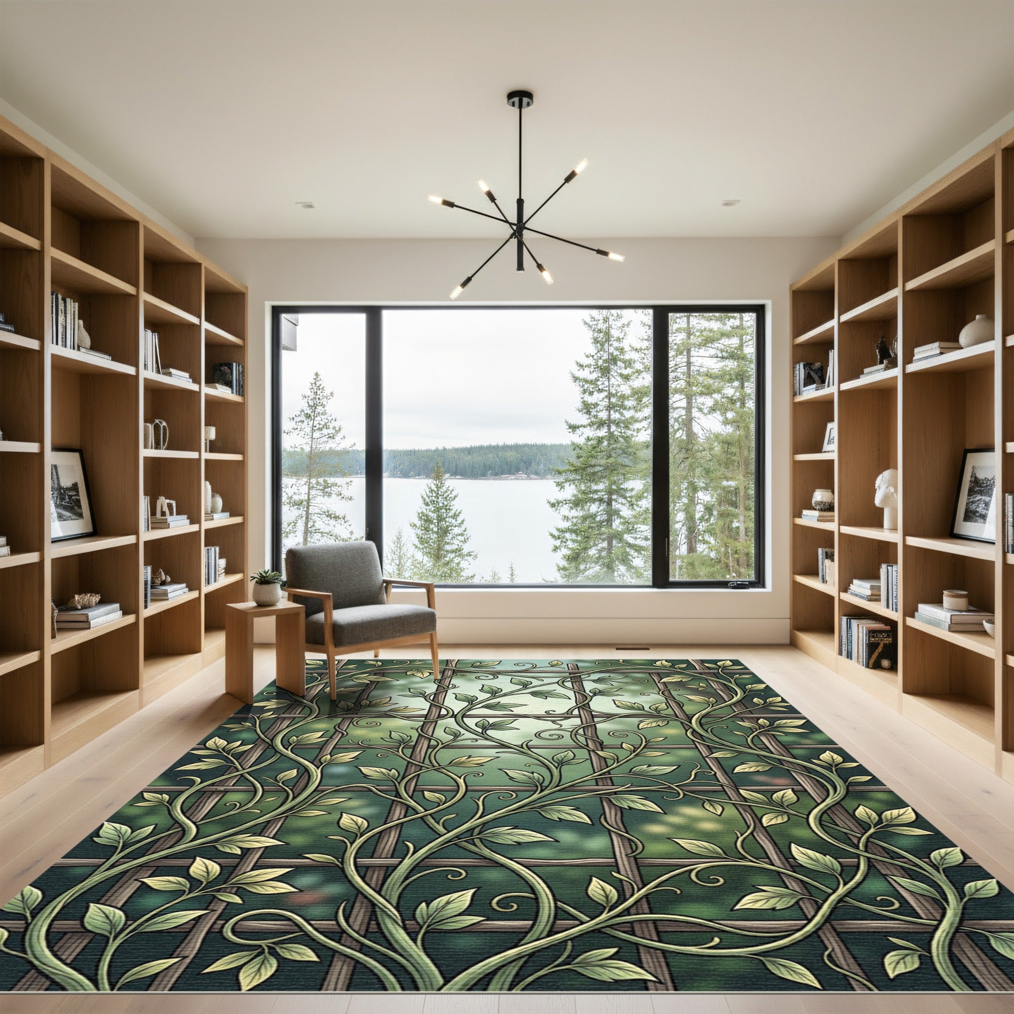 Verdant Botanical Trellis Climbing Vine Rug