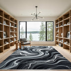 Monochromatic Swirl Marble Waves Rug