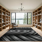 Metallic Gray Chevron Stripe Rug