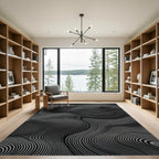 Monochromatic Wavy Contour Lines Rug
