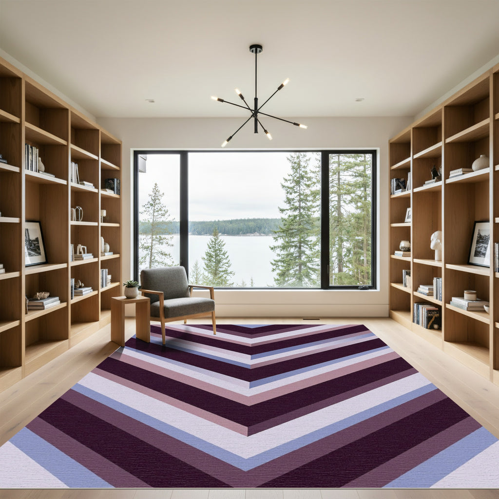 Deep Plum Chevron Stripes Rug