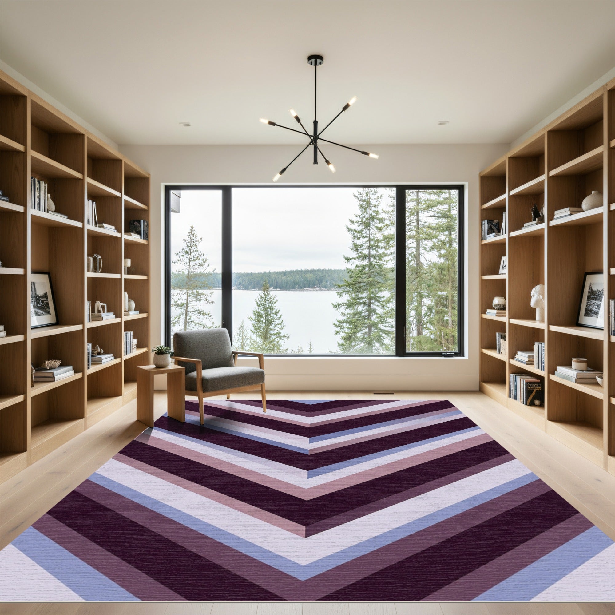 Deep Plum Chevron Stripes Rug