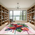 Vibrant Red Strawberry Watercolor Splash Rug