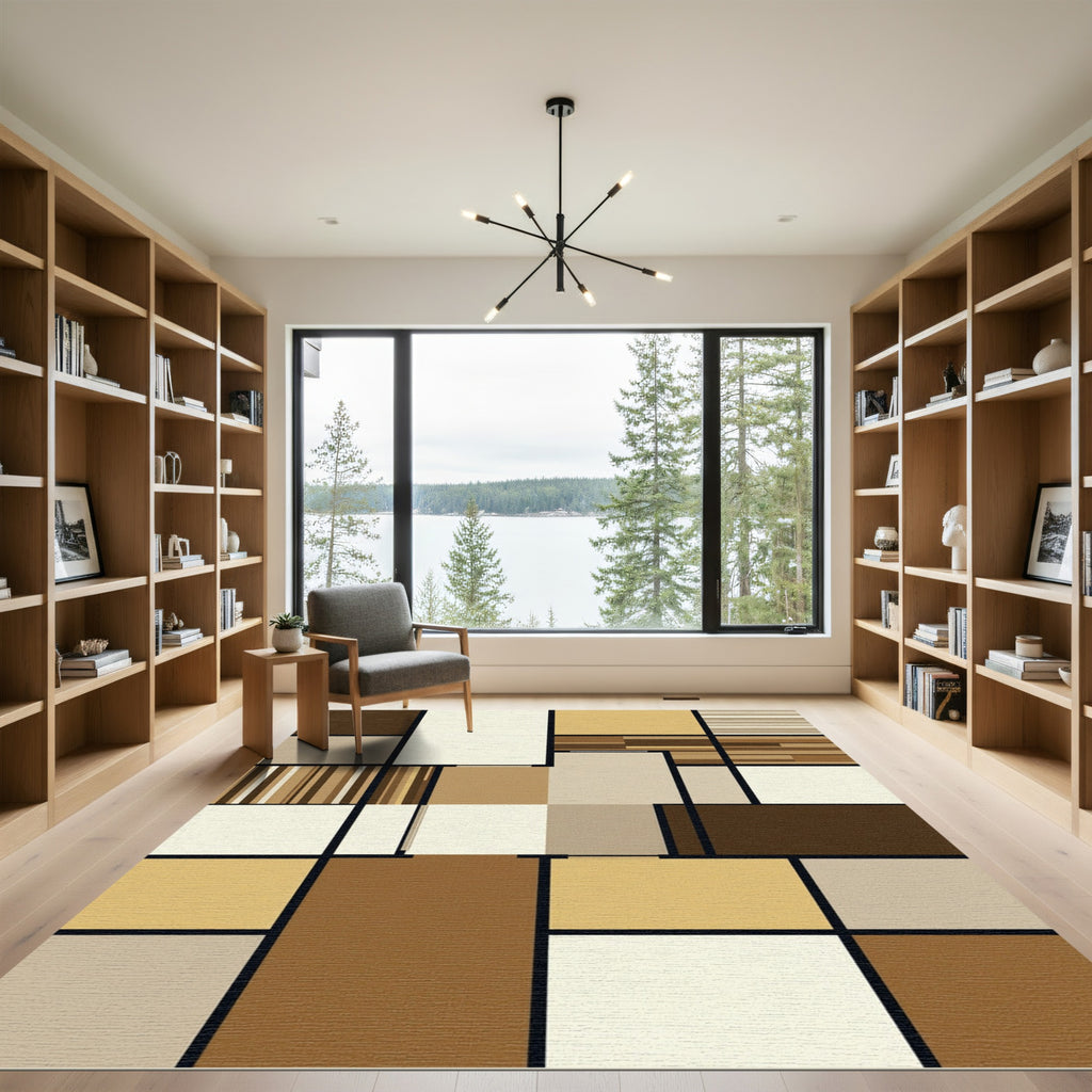 Earthy Tones Geometric Composition Rug