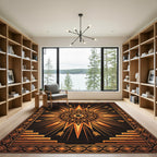 Golden Celestial Eye Sunburst Arrow Rug