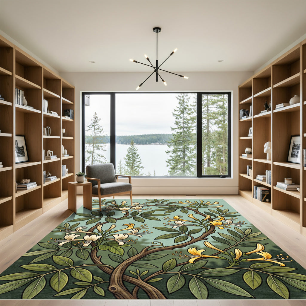 Cream Yellow Blossom Vine Rug