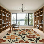 Brown Floral Botanical Earth Tone Rug