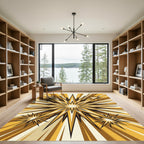 Radiant Golden Celestial Sunburst Art Rug