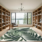 Lush Green Fern Foliage Pattern Rug