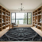 Gothic Charcoal Architectural Rose Medallion Rug