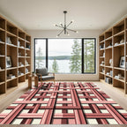Geometric Pink Woven Lattice Weave Rug