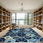 Navajo Inspired Geometric Hexagon Collage Rug