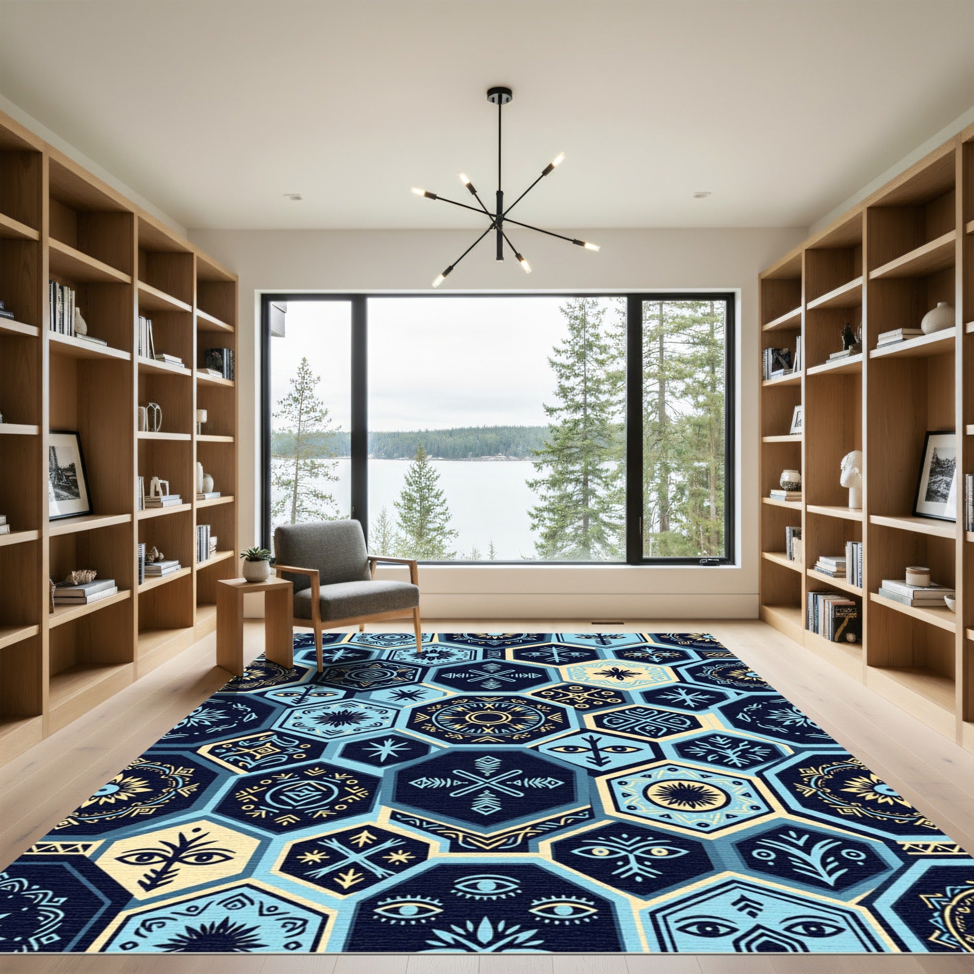 Navajo Inspired Geometric Hexagon Collage Rug