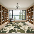 Elegant Cream White Morning Glory Vine Rug