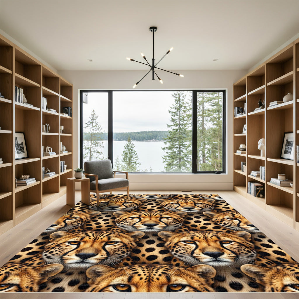 Cheetah Faces All Over Pattern Rug