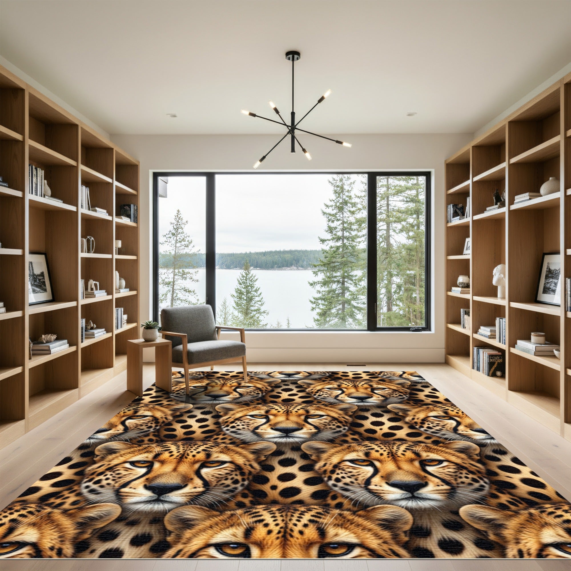 Cheetah Faces All Over Pattern Rug