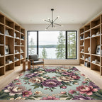 Elegant Pastel Peony Floral Wreath Rug