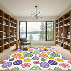 Whimsical Pastel Easter Egg Floral Field Rug