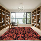 Rich Red Arch Floral Lattice Rug