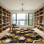 Golden Earth Tone Geometric Hexagon Rug