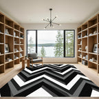 Modern Monochrome Geometric Zigzag Rug