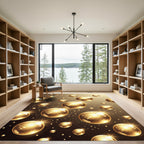 Luminous Golden Bubbles Celestial Sphere Rug