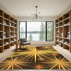 Radiant Golden Sunburst Geometric Star Rug