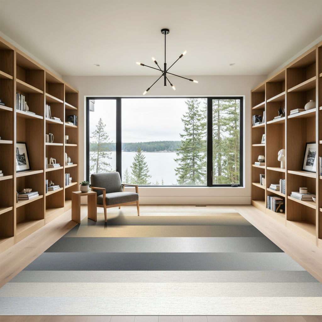 Subtle Gradient Striped Neutral Tones Rug