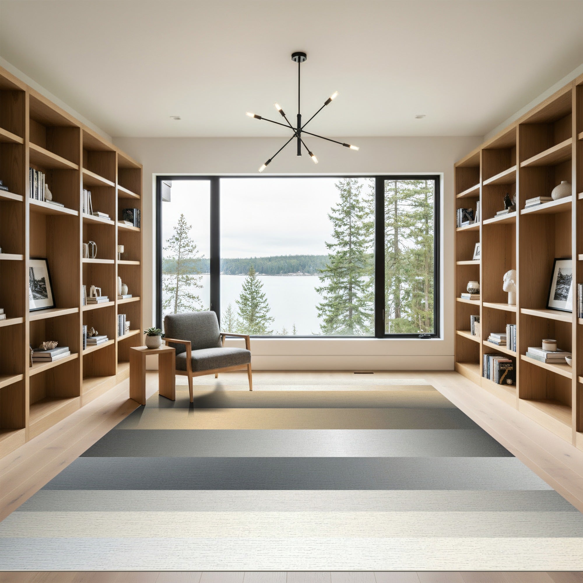 Subtle Gradient Striped Neutral Tones Rug