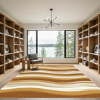 Earthy Brown Abstract Wavy Layered Rug