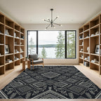 Cool Silver Geometric Diamond Tribal Rug